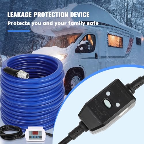 Image of Heated Water Hose for RV, 50FT Electrically Heated Garden Hoses, -45 ℉ Freeze Protection Heated Water Hose, Smart Self-regulating External Thermostat Heated Hose for RV Home Garden Camper