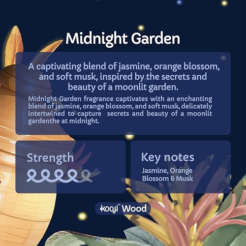 Image of Kooji Wood - Midnight Garden - Car & Home Perfume - 12ml | Premium Freshener - Jasmine, Orange Blossom & Musk Notes - 100% Indian Ingredients - Natural & Vegan - Long-Lasting Aroma - Up to 90 Days