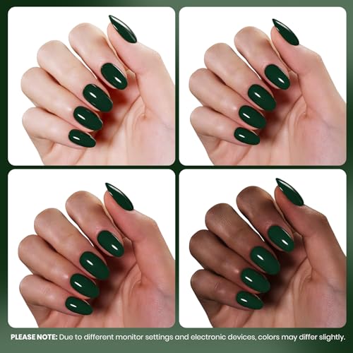 Image of Beetles Dark Green Gel Polish - Forest Shadow, 1pc 15ml Full Size HEMA-Free Deep Forest Green Fall Gel Polish Soak Off UV LED, Glossy Solid Color Nail Art Salon DIY Manicure