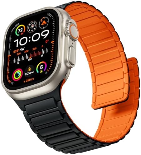 Witzon Magnetic Band Compatible with Apple Watch 45mm for Men 46mm 44mm 42mm 41mm 40mm 38mm 49mm Bands, Sport Silicone Strap Strong Magnet Link Wristband for iWatch Series 10 9 8 7 6 5 4 3 SE Ultra 2