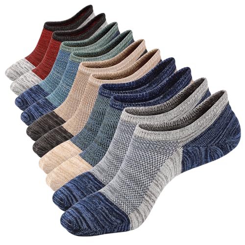 Mottee&Zconia No Show Socks for Men Short 3-Yarn Knit Cotton Casual Anti-Skid Non Slip Low Cut Men Invisible Moisture Wicking Socks 5Pack