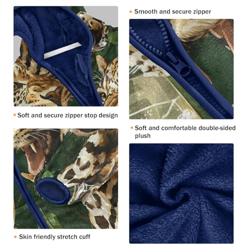 Leopard Drinking Champagne Artwork Toddler Fleece Jacket Girl Boys Hooded Fleece Jacket Coat3