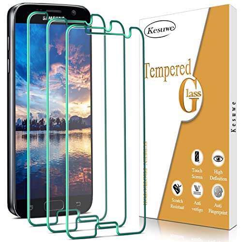 Kesuwe [3 Piezas] Protector de Pantalla para Samsung Galaxy S7, Dureza 9H Cristal Templado, Antiarañazos, Antihuella, Fácil de Instalar, Sin Burbujas