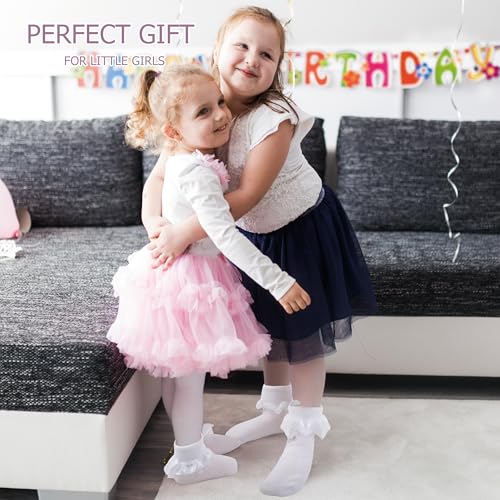 4 Pairs Baby Girl Ruffle Socks Frilly Lace Cotton Trim Dress Cute Sock Gifts For 0-36 Months Toddler 5