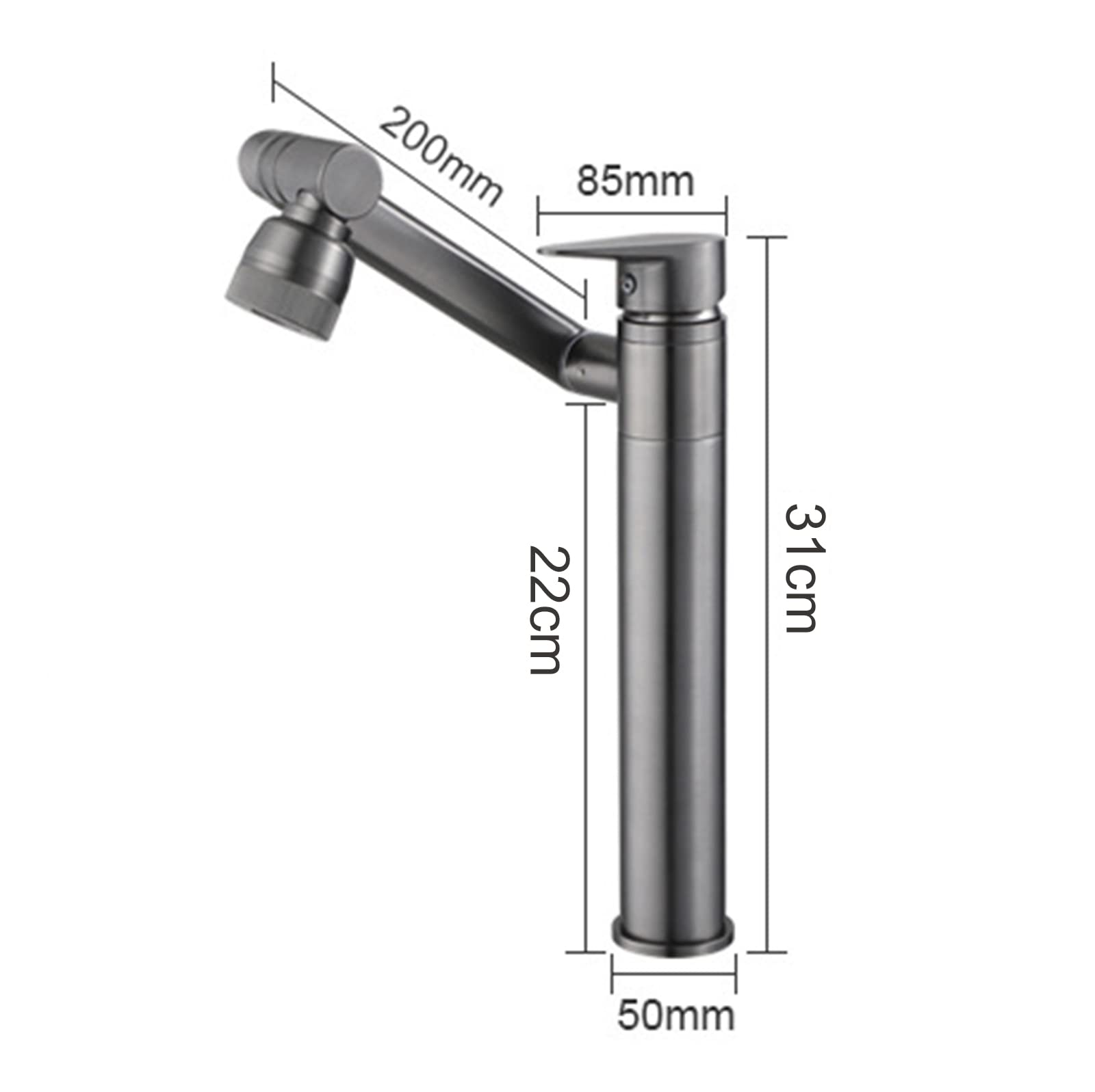 Mosiężna bateria umywalkowa | metal szary do zlewu w łazience: bateria umywalkowa obrotowa 360°(Type B)