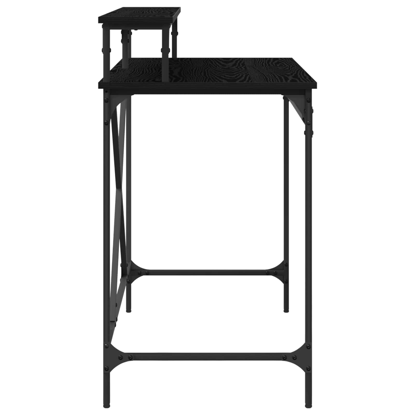 Bureau chêne Noir en Bois d'ingénierie 100 x 50 x 90 cm avec étagère, Meuble de Rangement pour Poste de Travail Informatique, Bureau Compact pour télétravail et Espace étudiant