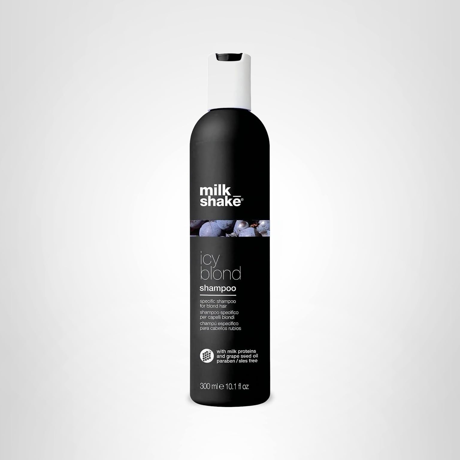 milk_shake icy blond shampoo award winning shampoo with black pigment to cool brassy tones and enhance platinum blonde hair ideal for maintaining icy, ash-toned color
