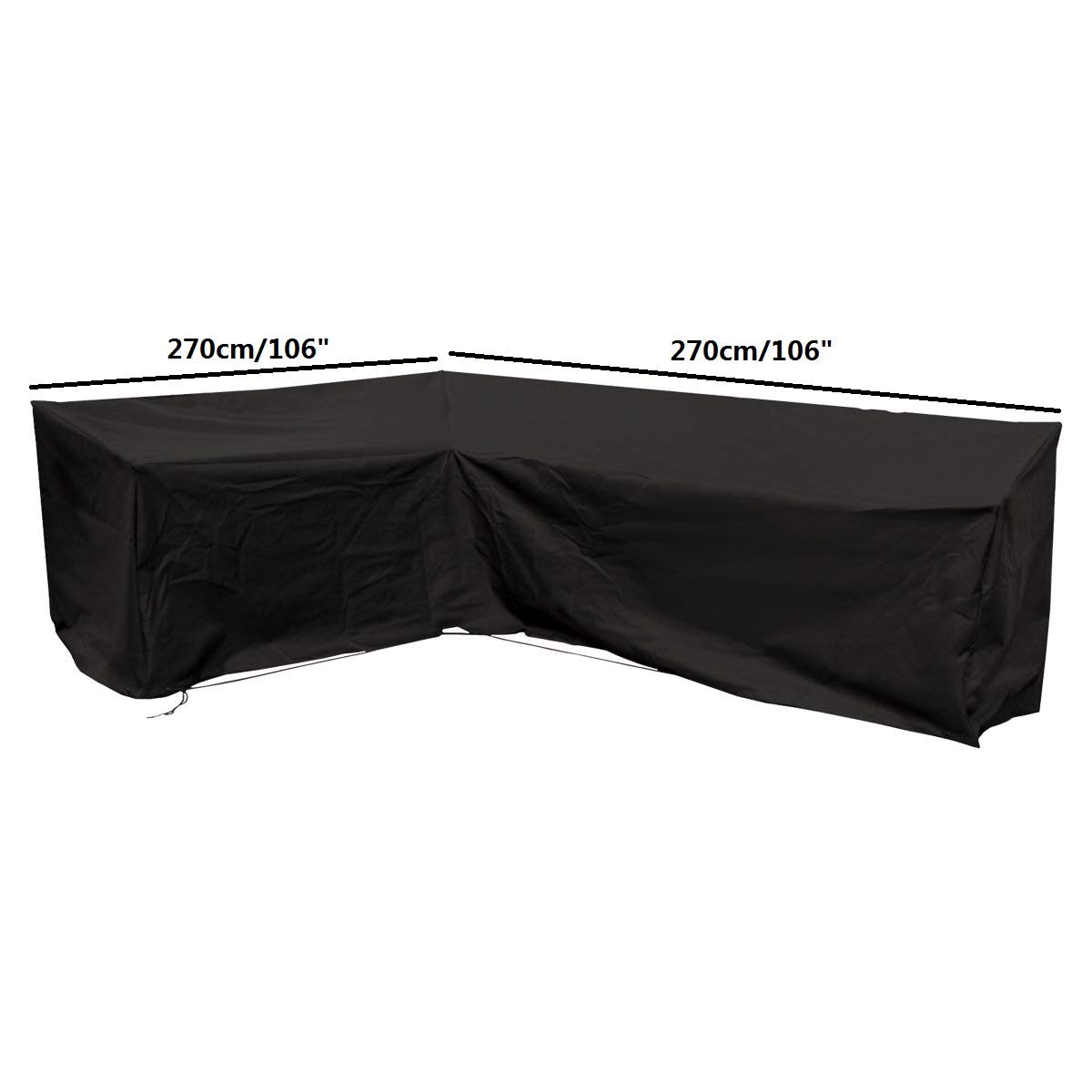 dDanke Patio Black L Shape Sofa Cover Universal Sectional Furniture Cover with Locking Rope Waterproof Dustproof 106x106x35 Inch