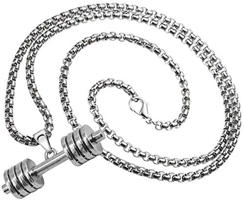 Weightlifting Fitness Bodybuilding Sports dumbbell (barbell) Locket With Chain Sterling Silver Stainless Steel Pendant