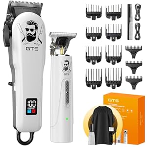 GTSPro Hair Clippers for Men, Clippers and Trimmers Set, Barber Clippers, Electric Hair Trimmer with Box, Gifts for Men White