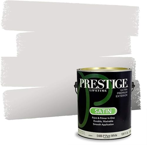 Miniatura 4 de Prestige Paints - Pintura y sellador 2 en 1 para exteriores, 1 galón, plana, similar a Sherwin Williams Snowfall, P300-P-SW7005