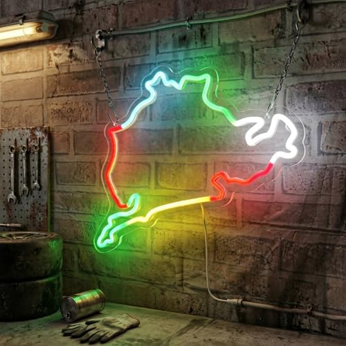 Image of Nurburgring Neon Sign, USB Powered LED Racing Room Decor | Race Track Wall Decor for Bedroom, Game Room, Garage, Man Cave, Party Decoration and Car Enthusiast Gift