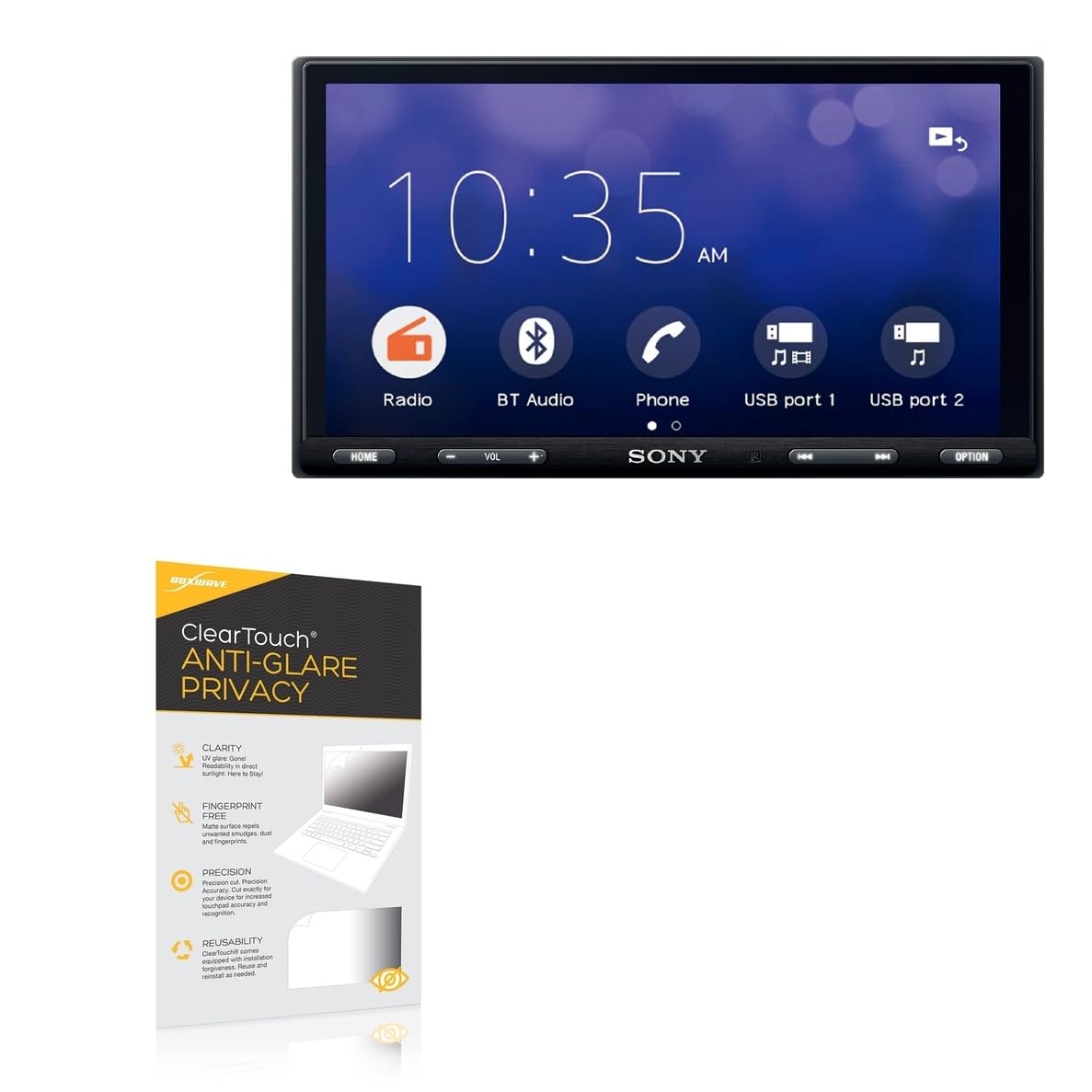 BoxWave Screen Protector Compatible with Sony XAV-AX5600 - ClearTouch Anti-Glare Privacy (2-Pack), Privacy Screen Protector Flexible Film Anti-Glare
