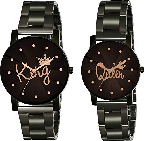 Analogue Men & Women's Watch K & Q (Black Dial Black Colored Strap) (Pack of 2)