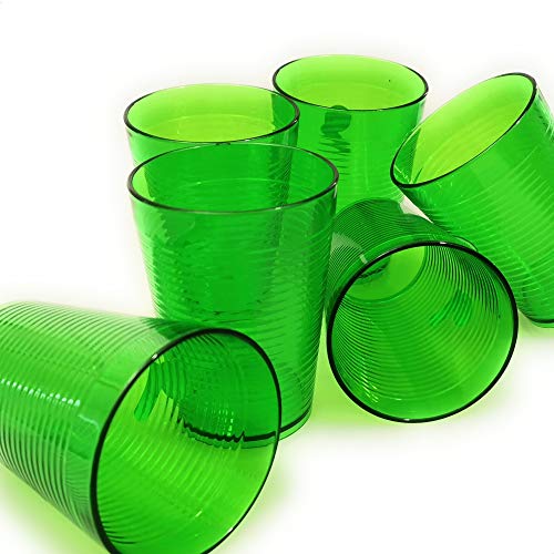 Berossi Trinkbecher Set Camping Saft Wasser Becher aus Kunststoff PBA Free | Mehrweg Becherset Kunststoffbecher stabil | Party Geburtstag Picknickbecher |Bechersets Juice Cup stapelbar 6 Stück Grün Cover