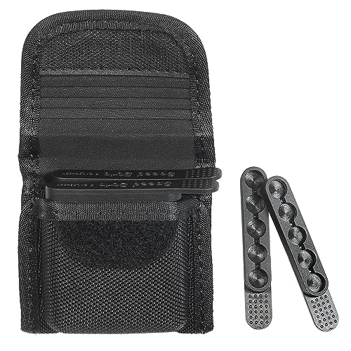 SdTacDuGe Molded Speed Strips Pouch with Pack of 4 Speed Strips,Molded Quickstrips Holder Pouch Hook and Loop Structure for Quick Flip Opening,Fits .38/.357,40SW,5 Rounds