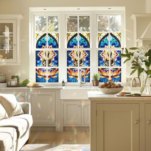 Vinilo decorativo buda vidrio para ventana 17.7x39.4 pulg miniatura 2