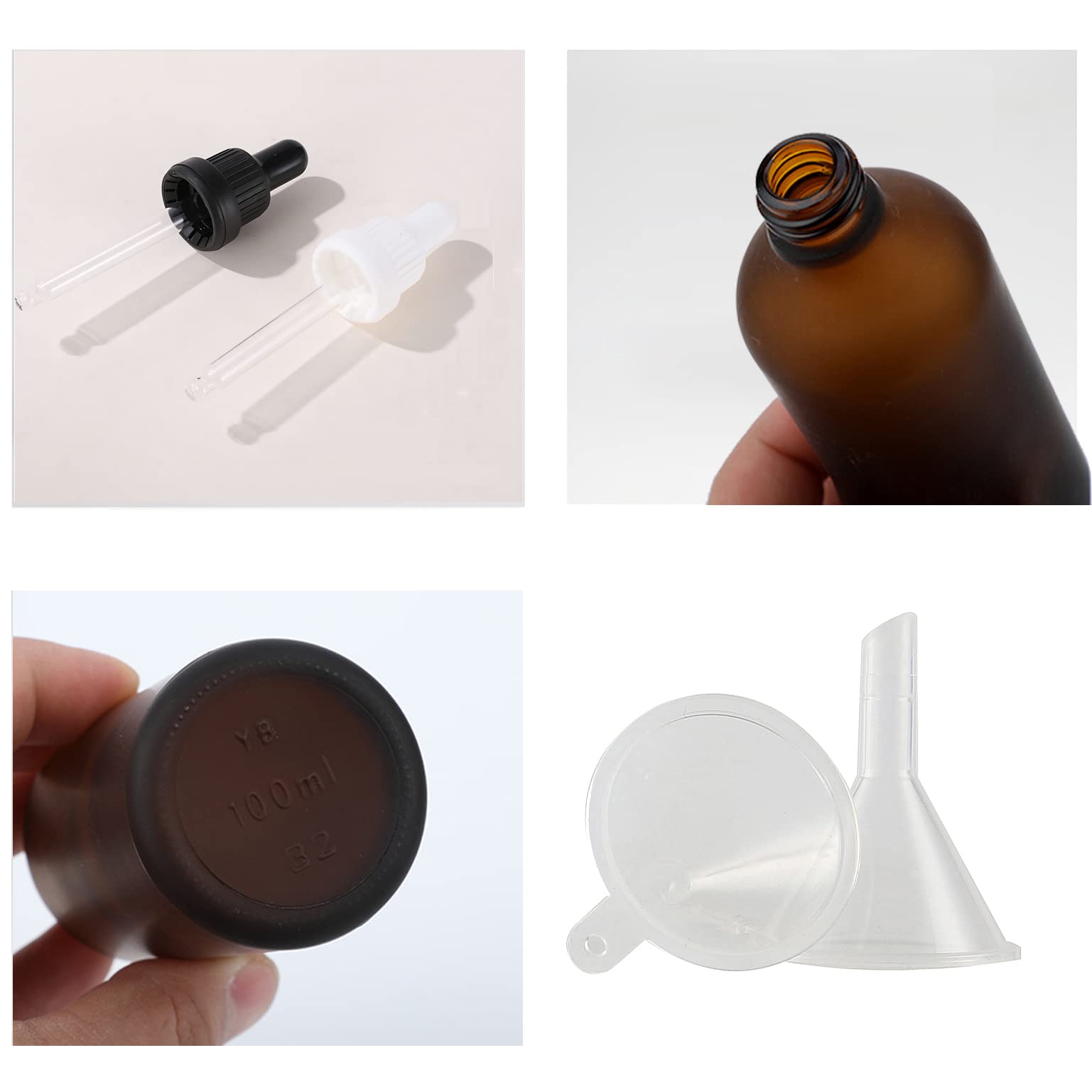24 Pieza, 20ml Mate Marrón Botellas de Cristal con Pipeta, Frasco Cuentagotas Cristal con Tapón de Rosca Blanco a Prueba de Manipulaciones para Aromaterapia Aceites Esenciales