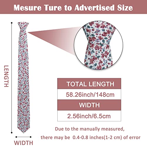 Image of Mantieqingway Men's Cotton Floral Neck Tie 2.56'' Printed Skinny Tie