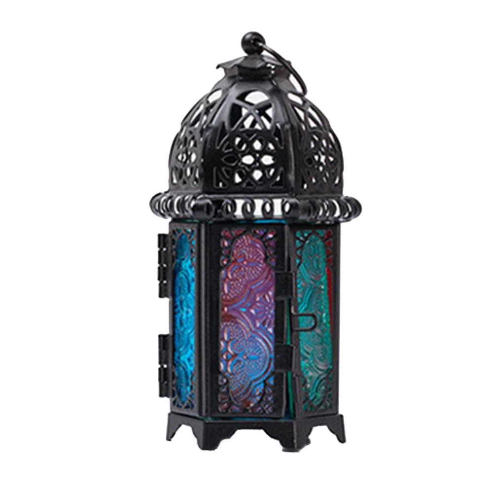 PRETYZOOM Moroccan Candle Holder, Decorative Moroccan Candle Lantern, Vintage Metal Candle Holder for Home Patio, Tabletop Decoration (Black)