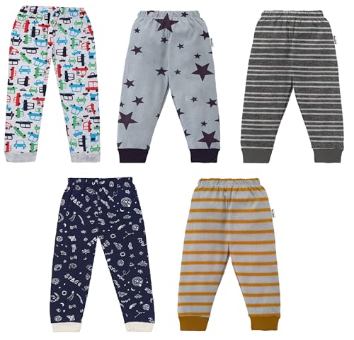 NammaBaby Cotton Pajama Pants with All Over Print for Boys and Girls (Multicolor Designs)(Regular Fit)(Pack of 5)