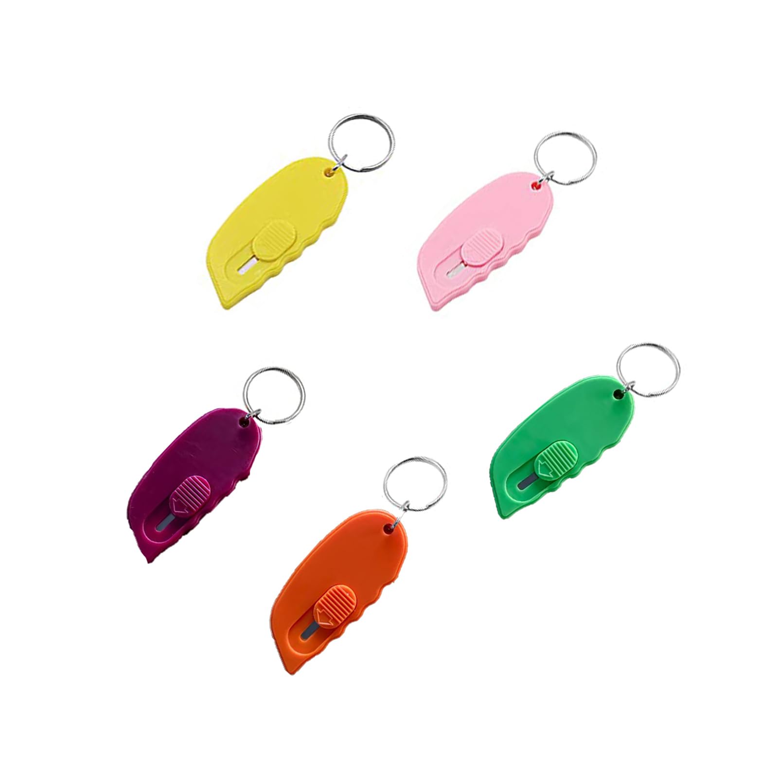 Mini Ouvre-Boîte Rétractable 5 Pièces Coupe-Courrier avec Lame de Sécurité Porte-Clés