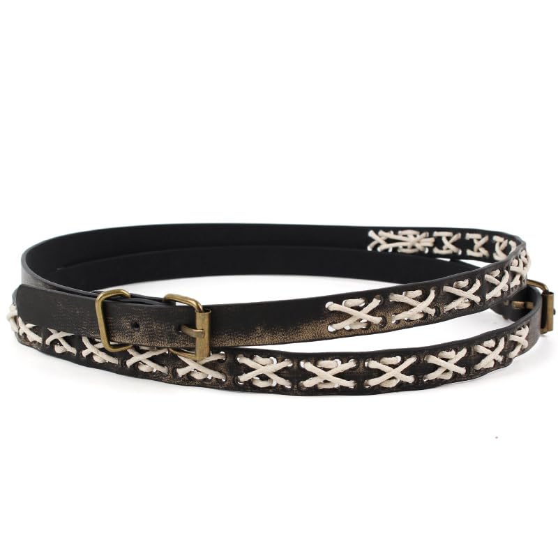 GRNUS Western Hat Band for Men, PU Leather Cowboy Hat Band for Women, Hat Band for Fedora Panama Hat (US, Alpha, One Size, White)