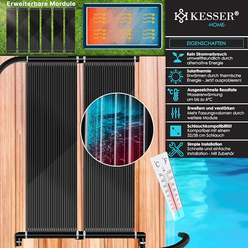 KESSER® Solarkollektor Poolheizung Warmwasser Heizung Solarheizung für Pools Schwimmbad l Beliebig erweiterbar l UV-beständiger Kunststoff (300 x 70 cm)