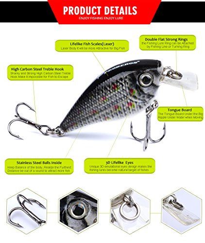 PROBEROS Crankbaits Set Fishing Lure Hard Baits Swimbaits Boat Ocean Topwater Lures Kit Fishing Tackle Hard Baits Set for Trout Bass Perch Fishing Lures Set (405)