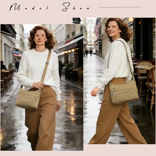 Image of VOLGANIK ROCK RFID Purses for Women Fabric Nylon Multi Pocket Crossbody Bag Ladies Travel Handbag