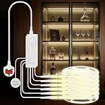 Birnetek 6-in-1 COB LED Strip Light, 6×3.3ft 4000K Neutral White Flexible Led Cob Strip Lights with Touch Sensor, Dimmable Cabinet Cob Light Strip for Kitchen, Wardrobe, Shelf, Showcase
