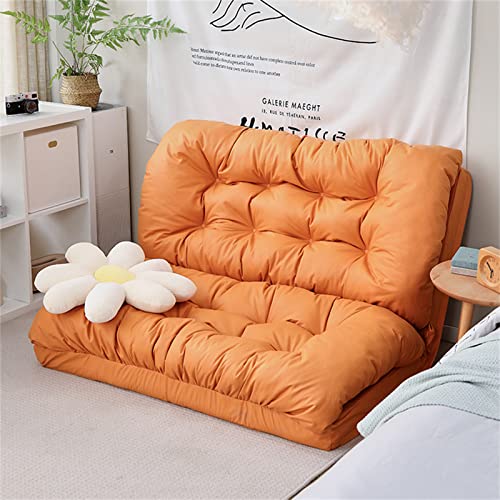 Jhkzudg Fold Sofa Bed,5-Position Adjustable Floor Lounger Sleeper Sofa Bed,Memory Foam Futon Sleeper Sofa Chair,Washable Cover Twin Size, For Living Room Bedroom,Orange,120 × 70 × 75Cm #TOP30