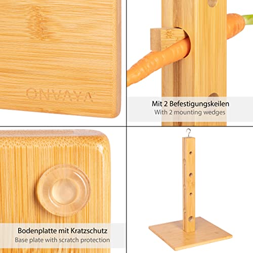 ONVAYA® Kaninchen Futterbaum | 3 in 1 für drinnen & draußen | Bodenspieß zur Befestigung | Futterturm wetterfest | Futterbaum für Kaninchen | Futterraufe Meerschweinchen und Hasen