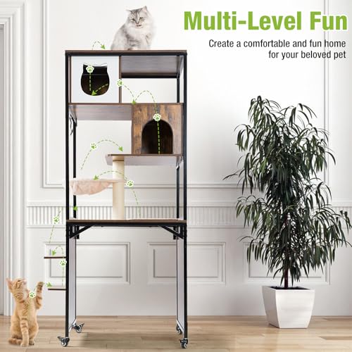 Mueble para arenero de gato con estructura metálica 27.6"L miniatura 5