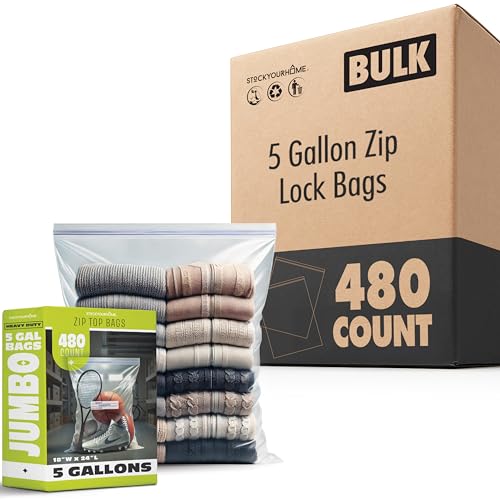 Zipper Storage Bags Pack of 480 Five Gallon Resealable Food