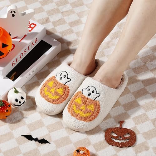 Image of Womens Mens House Slippers Retro Comfy Warm Plush Slip on Fluffy Memory Foam Home Sippers for Winter Indoor Outdoor