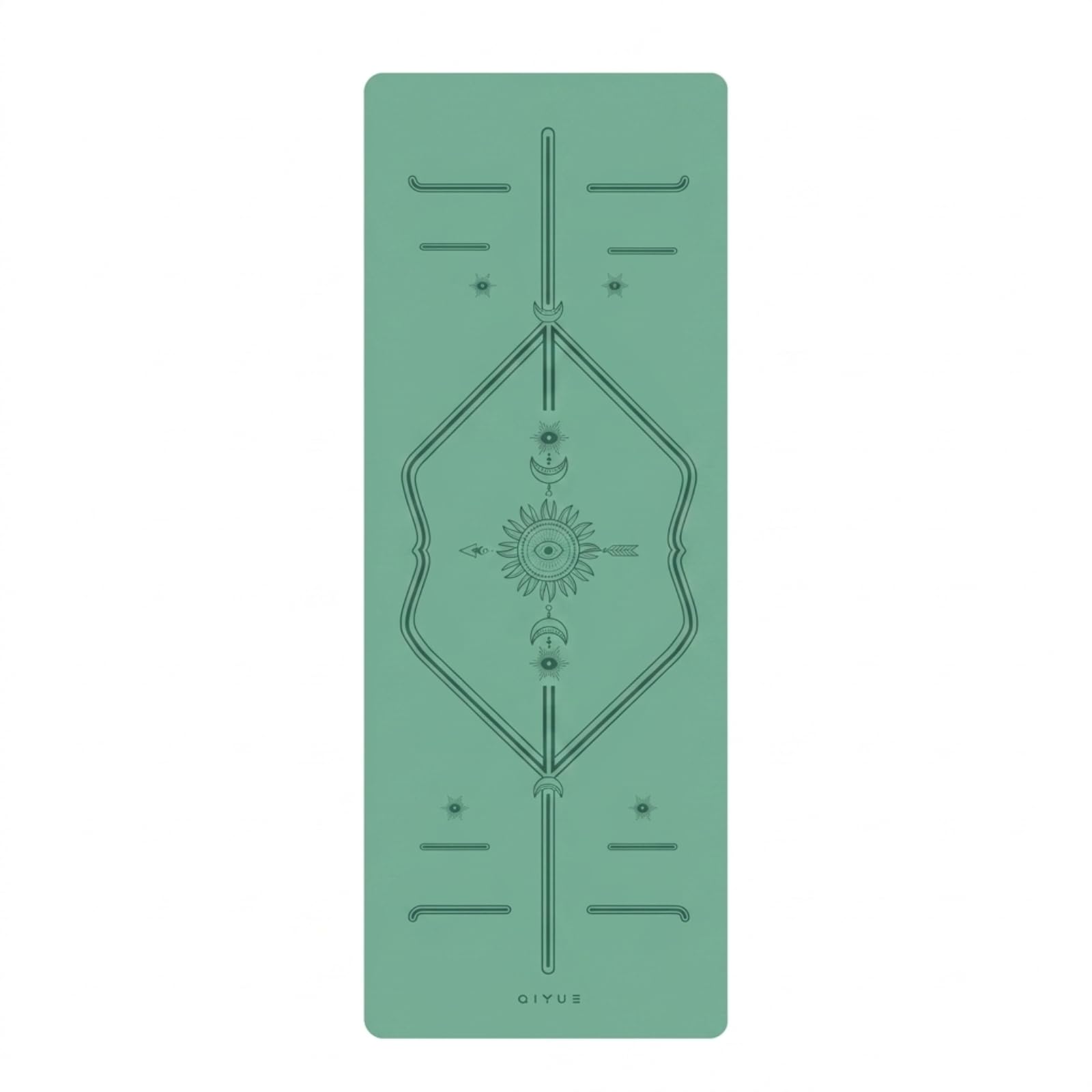 Tappetino Pilates Tappeto Fitness Tappetino Palestra Materassino Allenamento con Superficie Aderente E Spessore Ammortizzante per Stabilità Adatto a Benessere, Verde Giada, Luna E Stelle