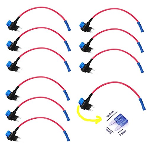 Qiorange 12v Car Add-a-circuit Fuse TAP Adapter Mini ATM APM Blade Fuse Holder Pack of 10