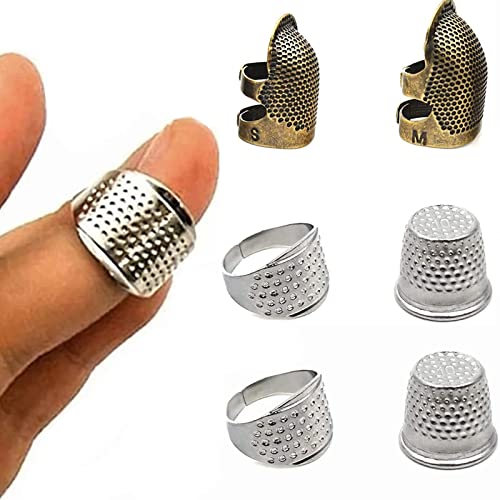 Näh-Fingerhut, 6 Stück, verstellbarer Fingerschutzring, Metall, Kupfer, Fingerspitze, Fingerhut, Nähen, Quilten, Bastelzubehör, DIY-Nähwerkzeuge Cover