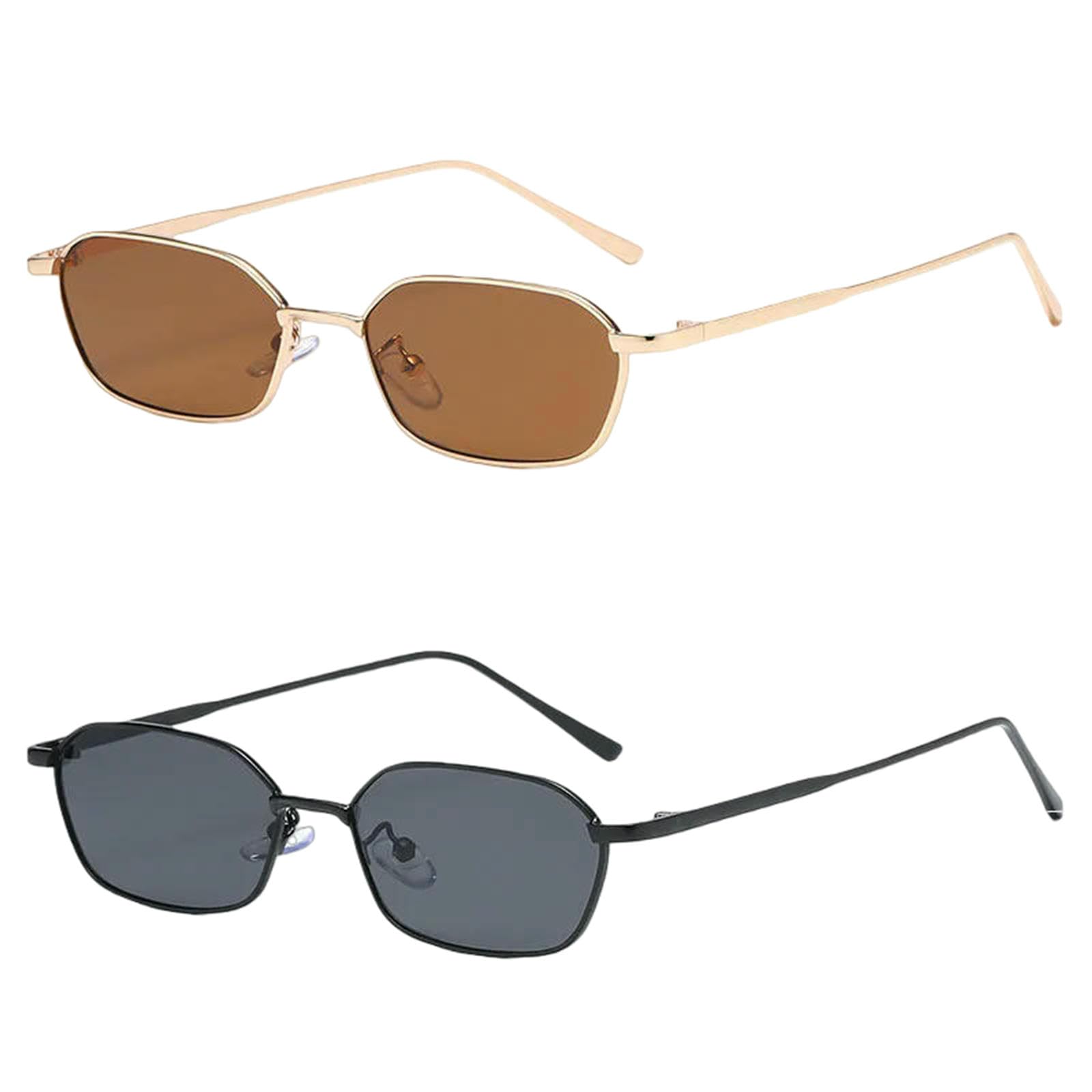 Okulary przeciwsłoneczne moda retro kwadratowe damskie małe steampunk metalowe okulary vintage gradient UV400-2 sztuki Z02