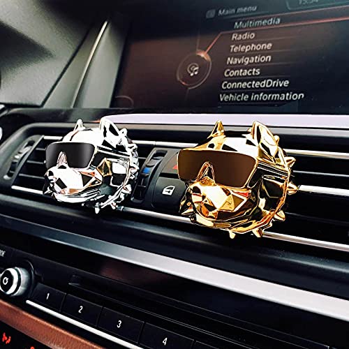 Image of BKN Tranding Bulldog Shape Car Air Freshener Perfume with Vent Clip For Car Decoration Bulldog Diffuser Fragrance Scent (1pcs, GOLD)