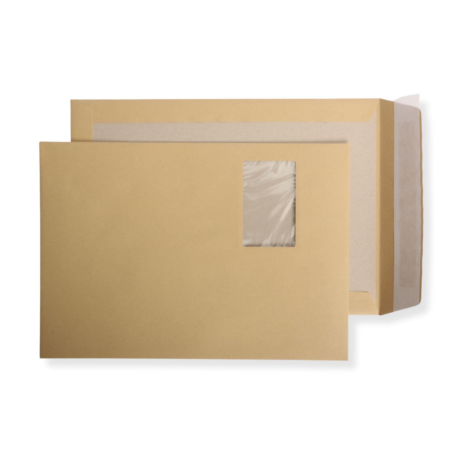 600 St. C4 Papprückwand Versandtaschen mit Fenster braun 120 gr. Kuvert Haftklebend Briefumschläge HK Briefhüllen
