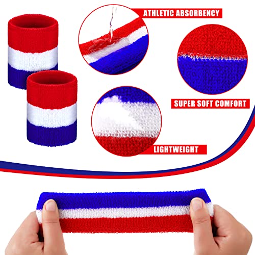Hungdao 6 Pieces Sweatband Set Sports Headband Wristband Set Head Band Wristbands Sweat Bands for Basketball Football Running3