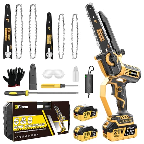 Mini Motosega a Batteria con 900W Motore Brushless,2 * 4000mah Batterie e Caricatore Rapido, 6+8...