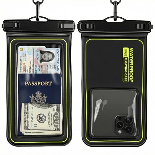 Floating Waterproof Phone Case 2-Pack, IPX8 Certified Waterproof Phone Pouch, Dry Bag for 7 IN Cellphone with Neck Strap, Water Protector Bag for Cruise Boat Beach Travel Essentials (Black Green) - image 8
