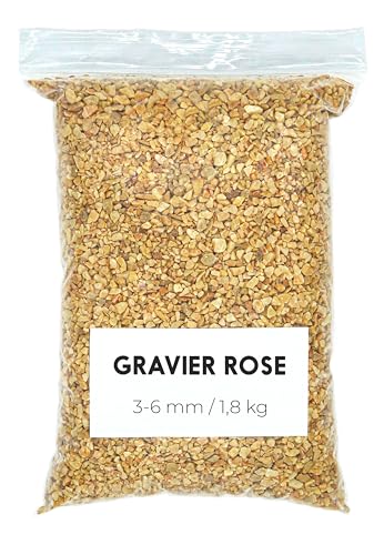 Landare Gravier Rose 1,8 kG - Gravier Aquarium - Gravier Decoratif - Cailloux Decoratif - Gravier Jardin Exterieur - Galet - Cailloux Aquarium Decoration (3-6 mm) (Rose)