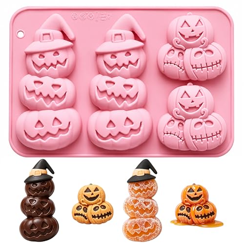 Pumpkin Silicone Mold Halloween Chocolate Candy Molds, Pumpkin Shaped Baking Mold For Halloween Thanksgiving Fall Gummy Jelly Ice Cube Cookies Cake Cupcakes Decorations Soap Candle Making