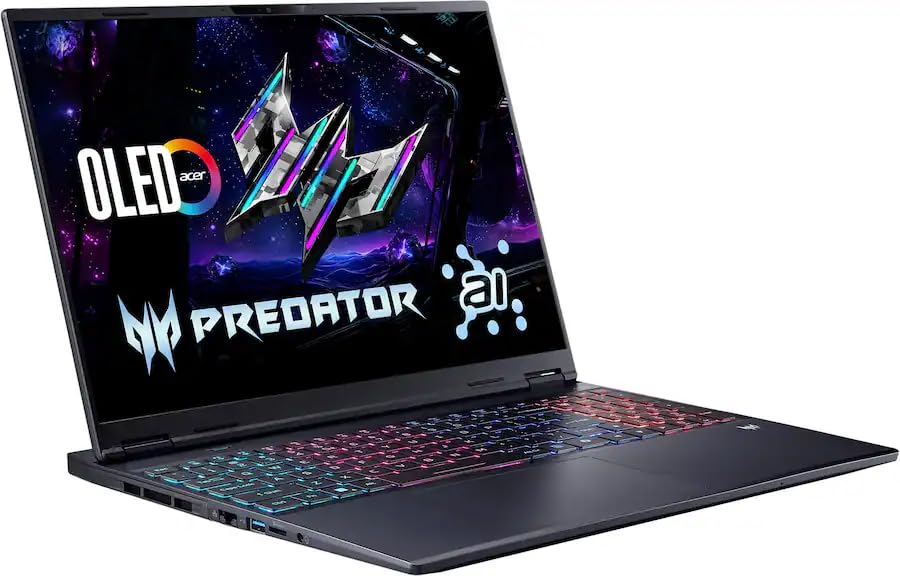 Image of Acer 2026 Predator 16 inch WQXGA Laptop 24-Core Intel Core Ultra 9 275HX NVIDIA GeForce RTX 5060 24GB DDR5 1TB SSD Thunderbolt 4 USB-C w /DP WiFi AX RJ-45 BT Webcam HDMI2.1 RGB Backlit KB Windows 11 Pro