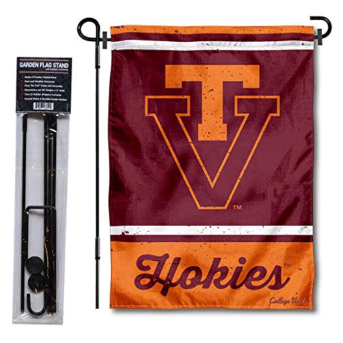 Garden Flag Virginia Tech Hokies Vintage Support Métal Retro Déco Extérieur