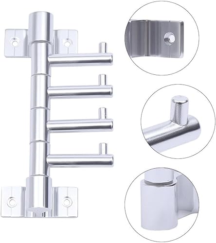Kwqkem LCC0043-S-4*09US Swivel Coat Rack With 4 Hooks Wall Mount Wall Vertical Hooks Towel Racks For Bathroom Metal Robe Hook Key Holder Heavy Duty Towel Holder Hanger thumb #5